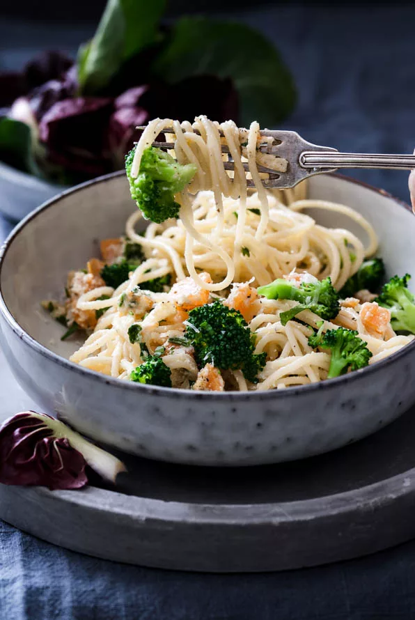 Gabel mit Kürbis Spaghetti