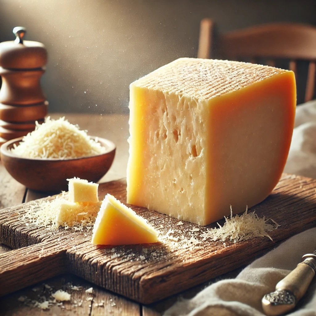 Parmesan auf Holzbrett