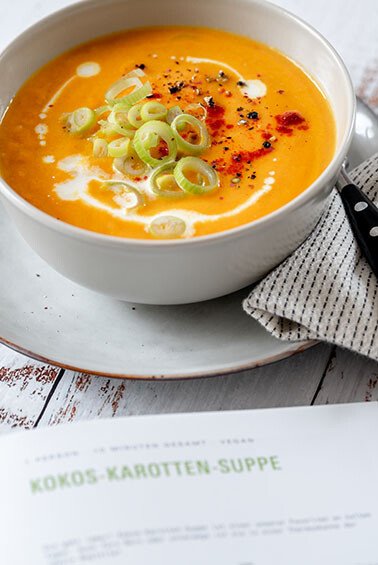 Coconut and carrot soup in a bowl