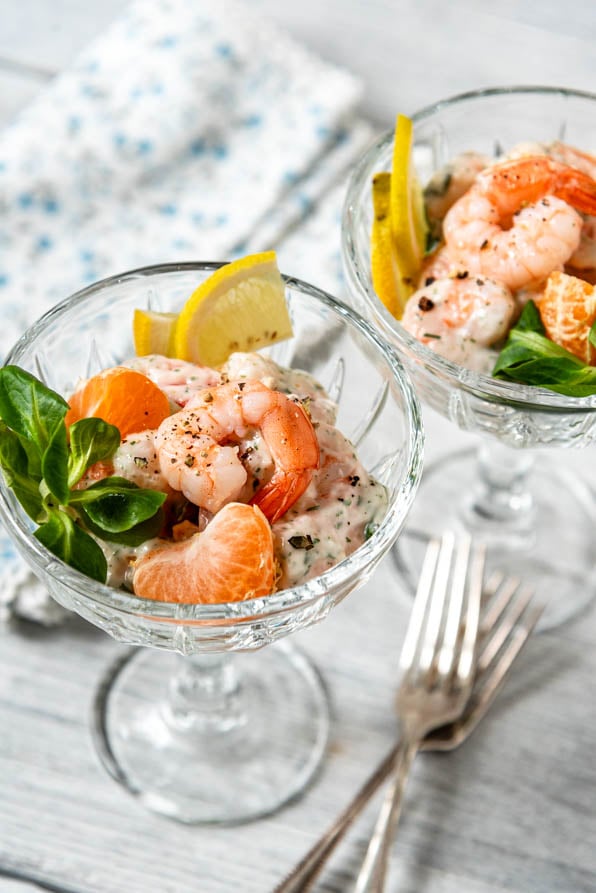 Festliche Vorspeise Garnelensalat mit Mandarinen | Rezept
