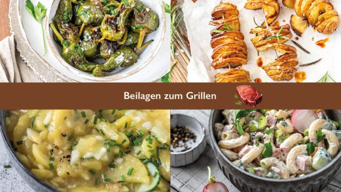 4 Fotos mit verschiedenen Grillbeilagen