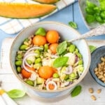 Kritharaki Salat mit Melone als sommerliche Beilage