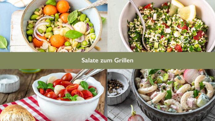 4 Fotos von Grillsalaten